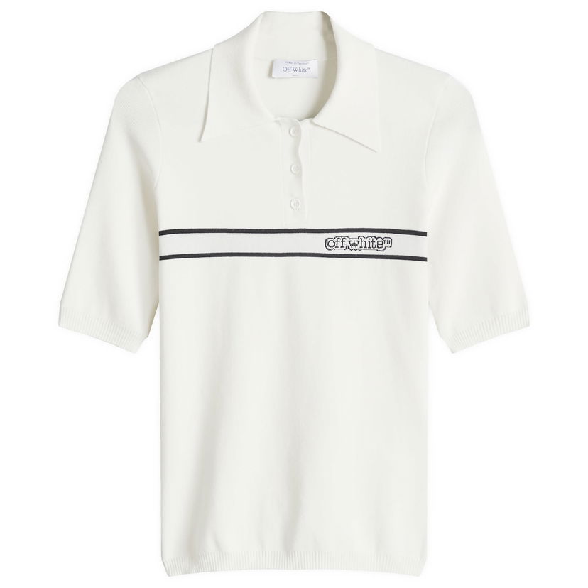 Poolopaita Off-White Women's Short Sleeve Polo Top with Logo Stripe by Off-White Valkoinen | OWHV005S25KNI0010A10