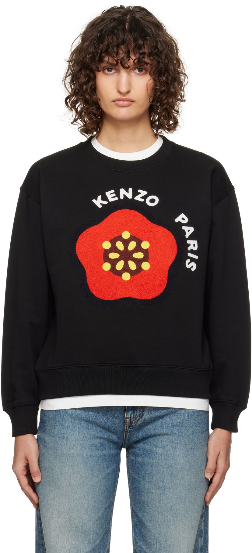 Huppari KENZO Black Pop Embroidered Sweatshirt Musta | FF52SW1894MF