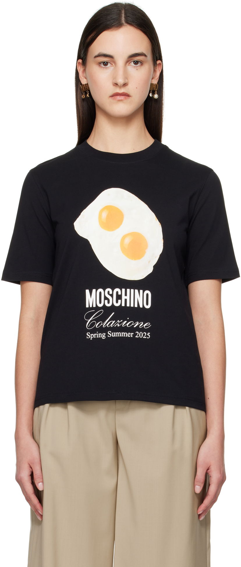 T-paita Moschino Moschino Eggs Print T-shirt Musta | A070405411555