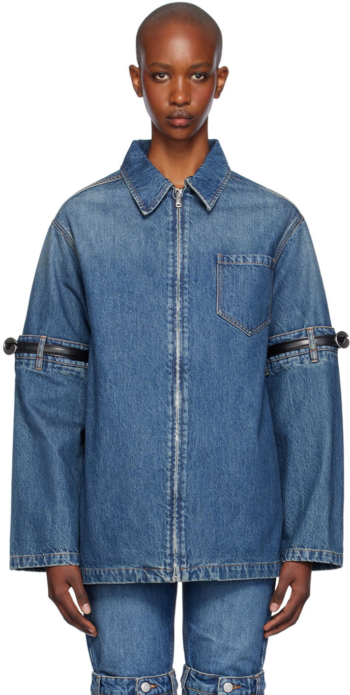 Takki Coperni Denim Jacket With Open Elbows Sininen | COPCH42252