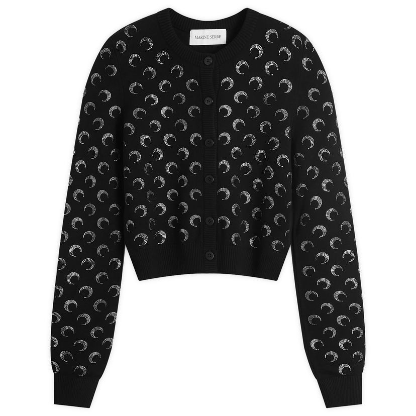 Villapaita Marine Serre Rhinestoned Knit Fitted Cardigan Musta | WTK011A-BK99