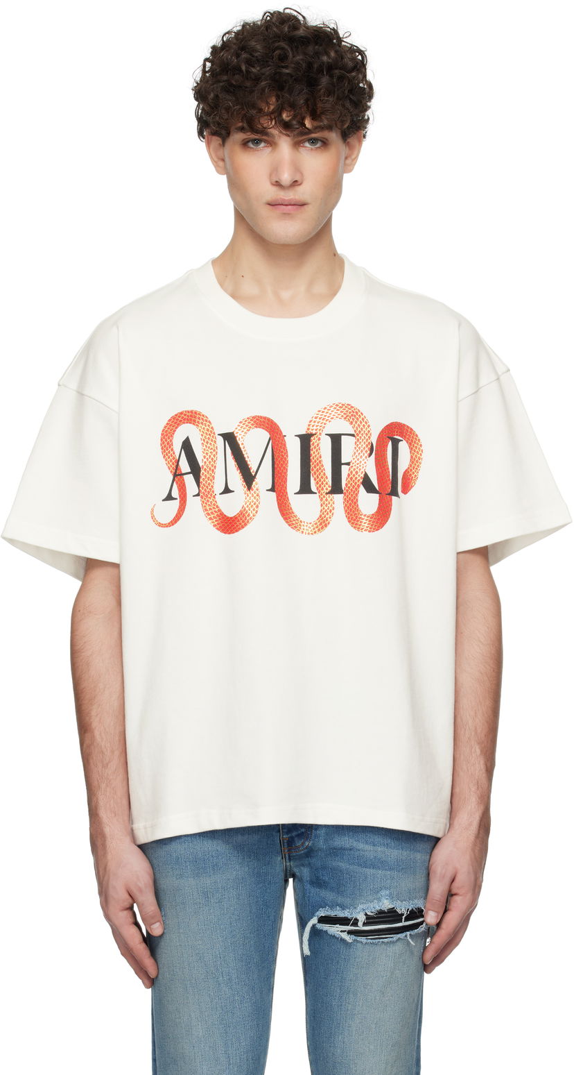 T-paita AMIRI Snake Print T-Shirt Valkoinen | AMJYTE1155
