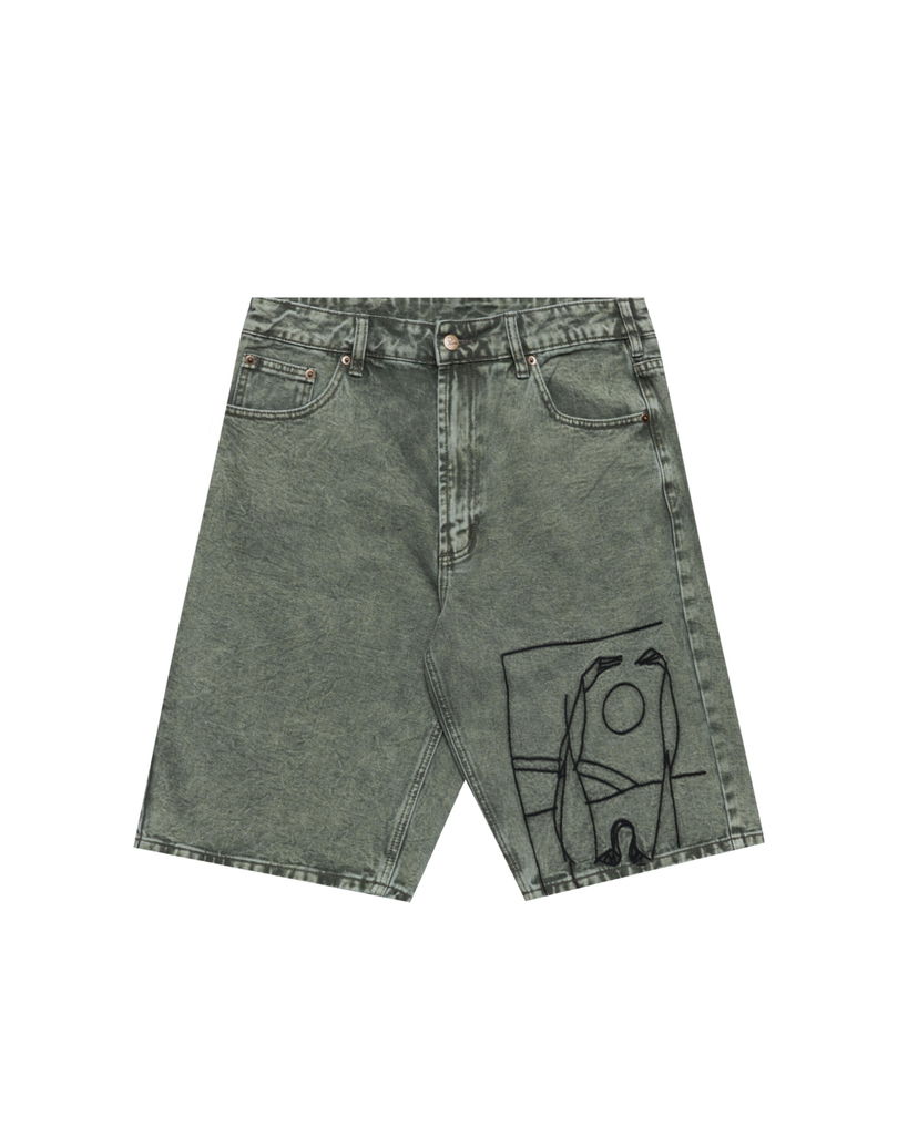 Shortsit By Parra Parra Protect the Sun Denim Shorts Vihreä | 54165