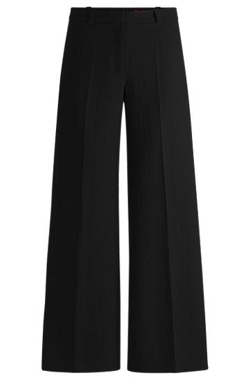 Housut BOSS Stretch Seersucker Regular-Fit Trousers Musta | 50540242