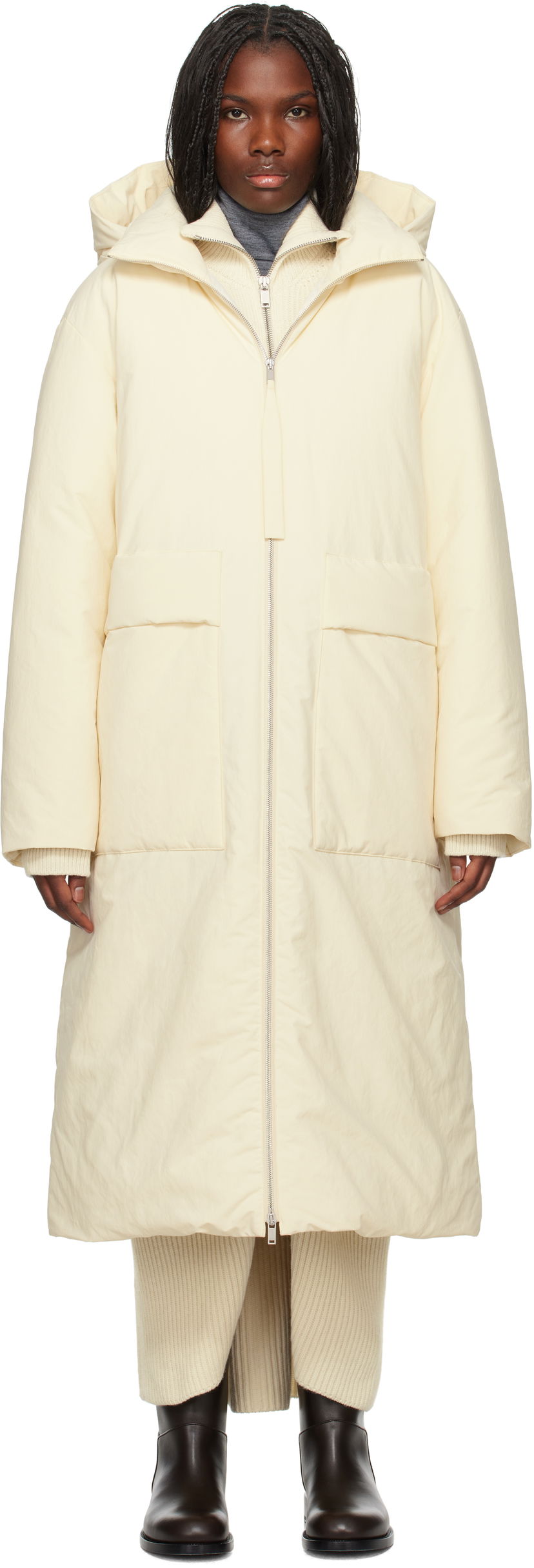 Puffer takki Jil Sander Down Coat Valkoinen | J40AF0156_J70008