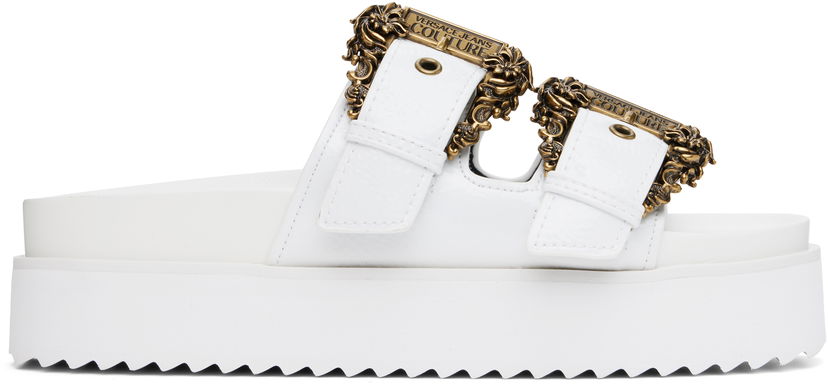 Tennarit ja kengät Versace Versace Jeans Couture Baroque Buckle Arizona Flat Sandals Valkoinen | E78VA3SM1_EZS539
