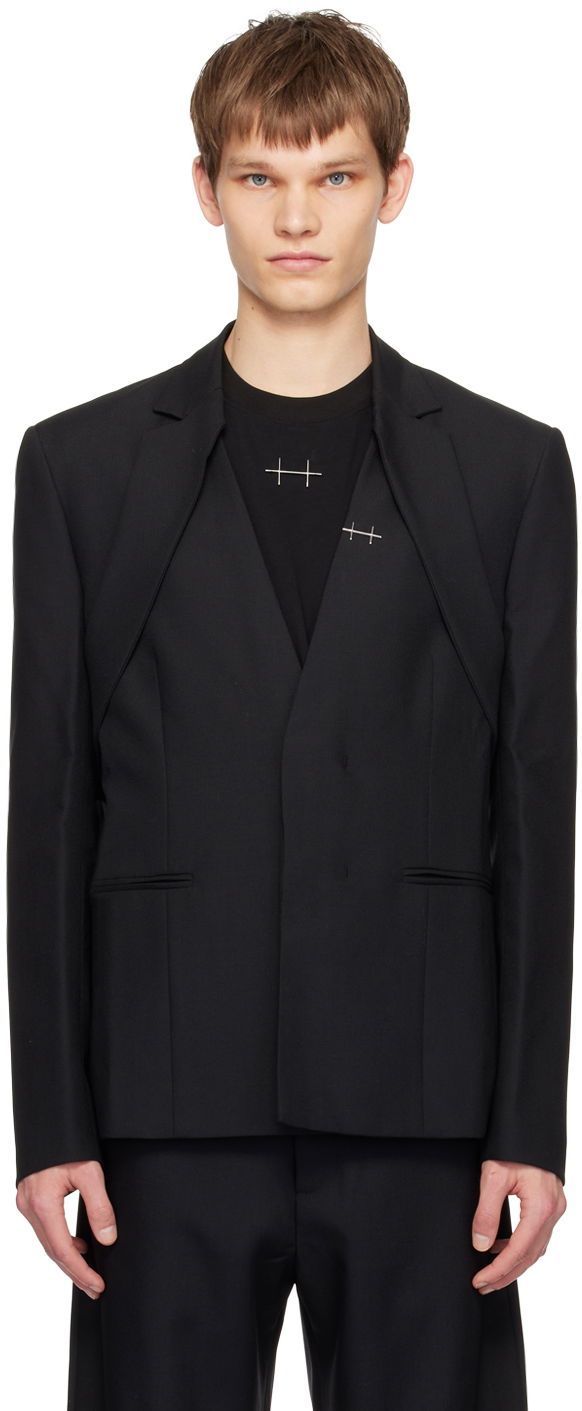 Bomber-takki HELIOT EMIL Kinetics Double-Breasted Blazer Musta | SS24_M_04_039_BLK01