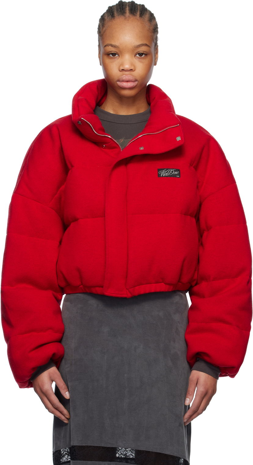 Puffer takki We11done We11done Knit Down Cropped Puffer Jacket Punainen | WD-KJ0-25-674-W-RD