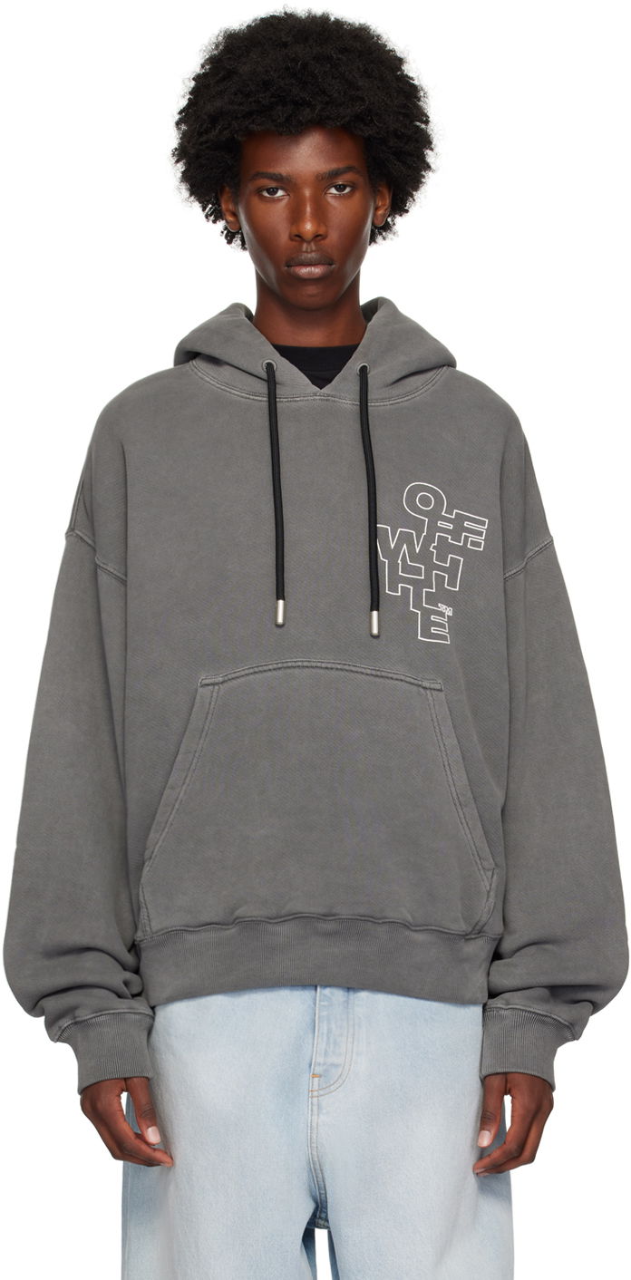 Huppari Off-White Gray Outline Arrow Skate Hoodie Harmaa | OMBB085F24FLE0071001
