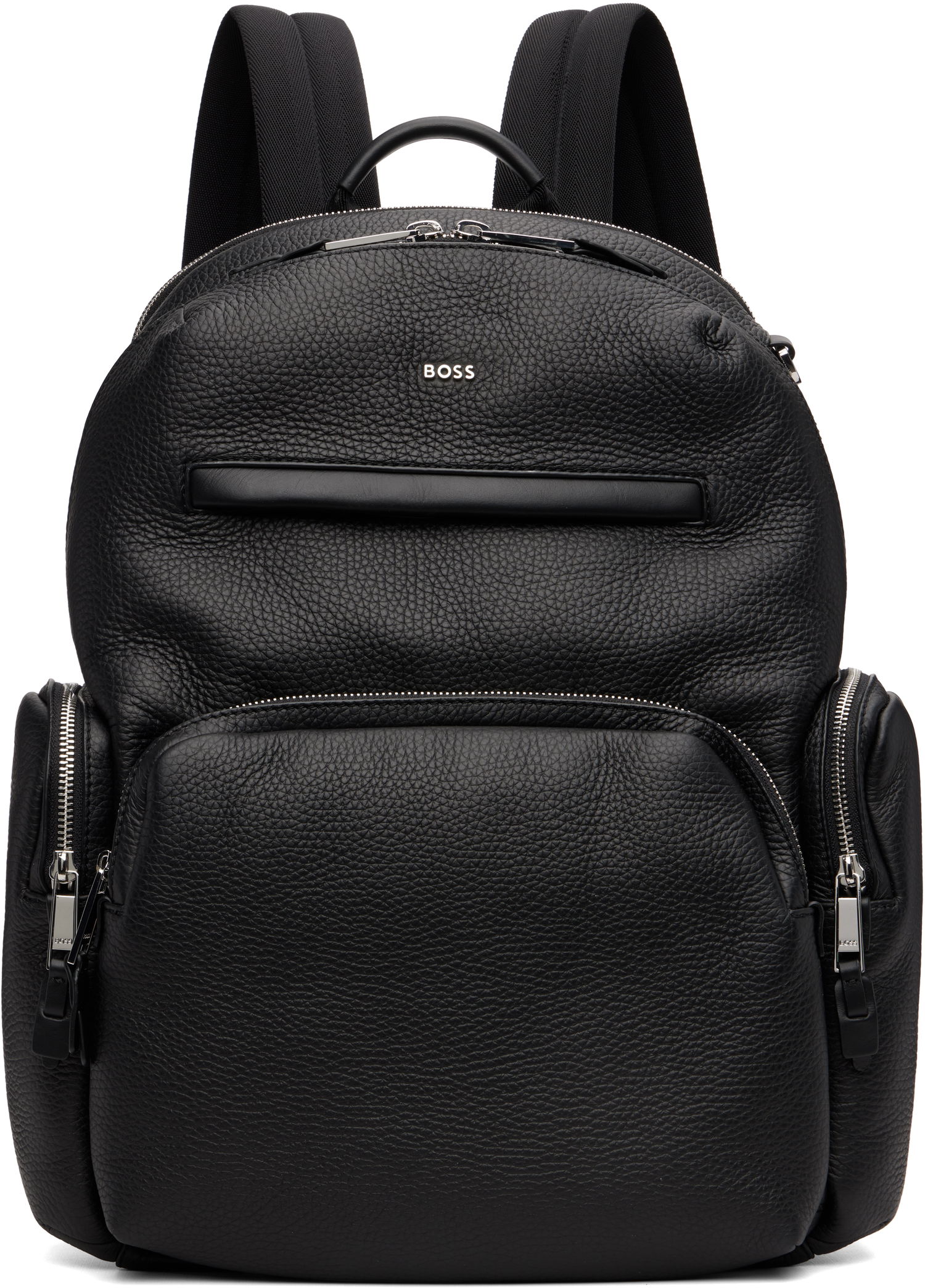 Reppu BOSS BOSS Leather Backpack with Zipped Side Pockets Musta | 50552436, 0