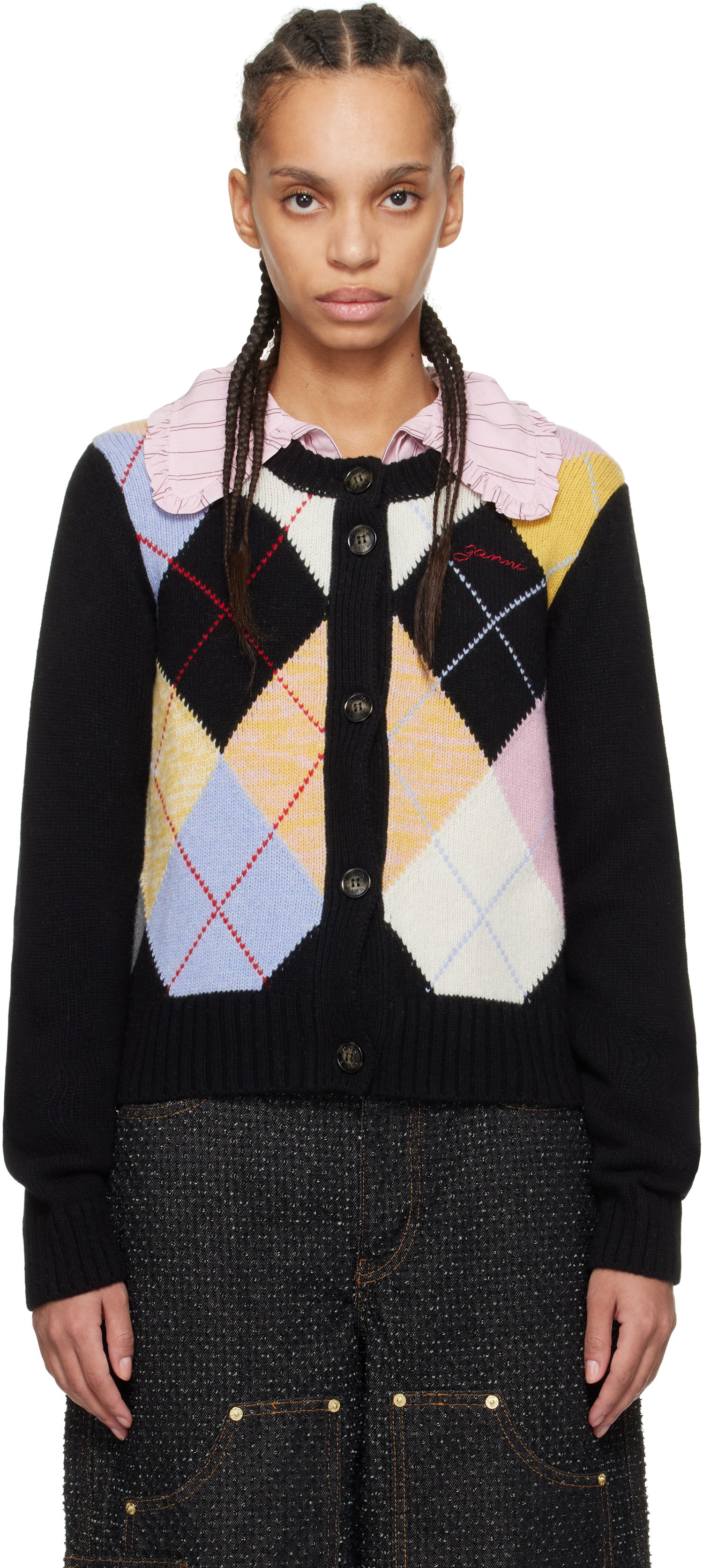 Villapaita GANNI GANNI Harlequin Knit Cardigan Monivärinen | K2380, 0