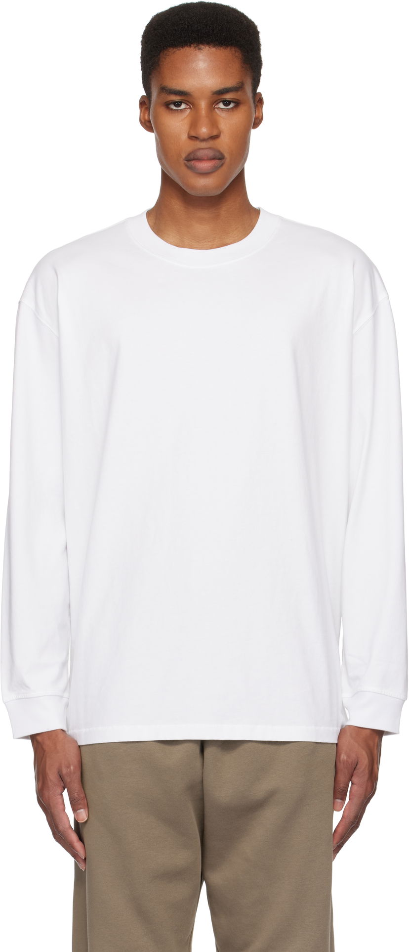 T-paita SKIMS Heavyweight Cotton Relaxed Long Sleeve T-Shirt Valkoinen | LS-LST-7893M