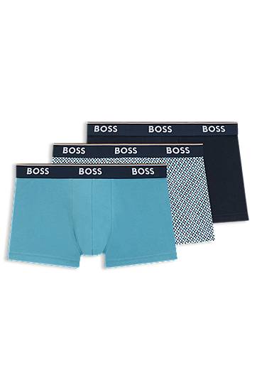 Nyrkkeilijät BOSS BOSS Three-Pack of Stretch Cotton Trunks with Logo Waistband Turkoosi | 50531701