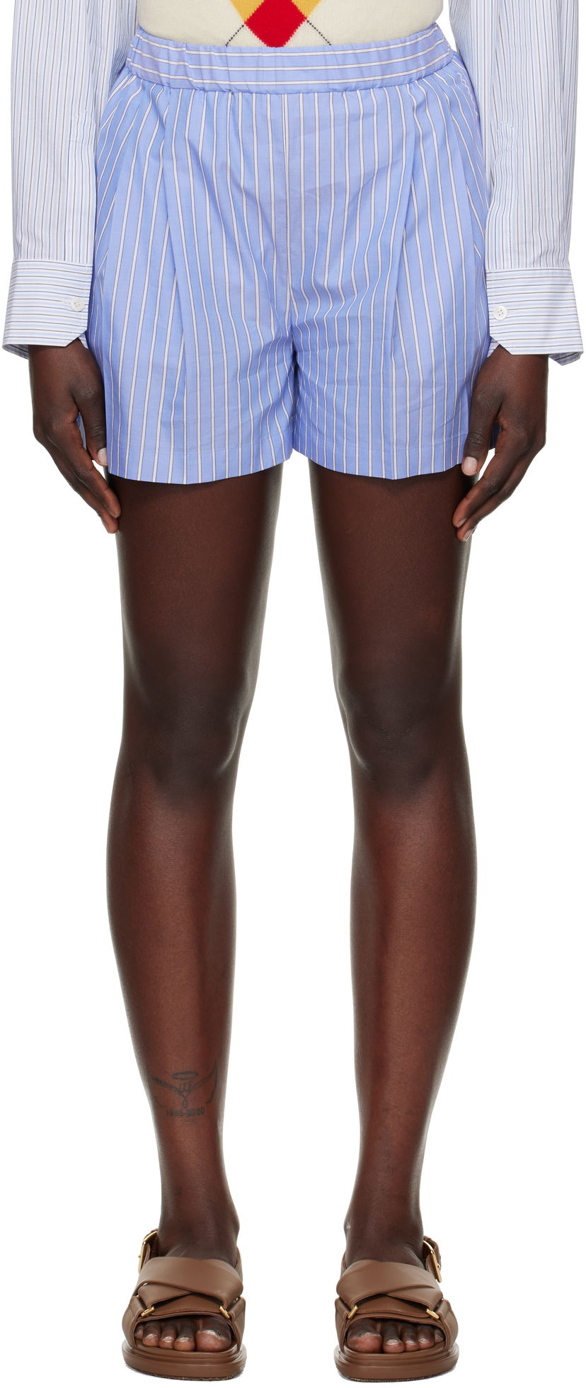 Shortsit Marni Marni Striped Shorts Sininen | PAMA0553S0 UTC455