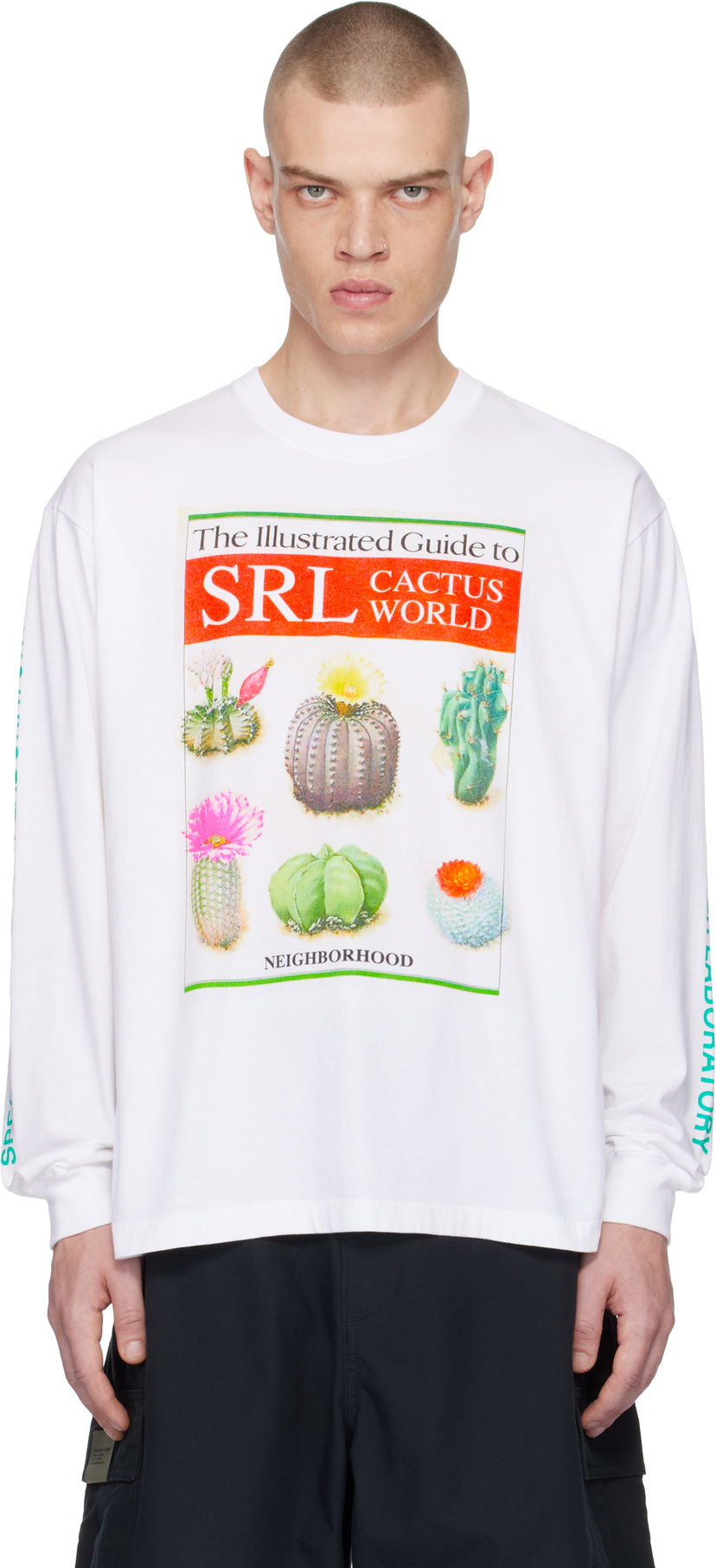 T-paita Neighborhood Cactus World Graphic Long Sleeve T-Shirt Valkoinen | 242PCNH-LT21