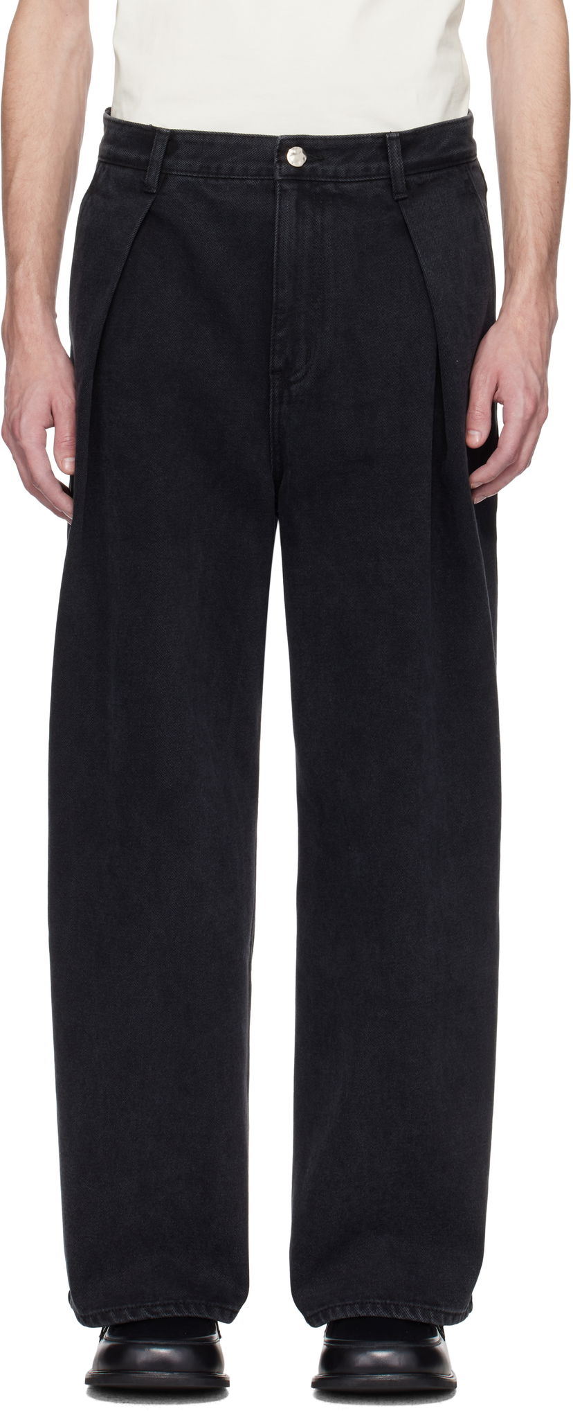 Jeans ADER ERROR ADER error Sig TRS Tag 02 Pleated Jeans Musta | BO42FYJE0102BK