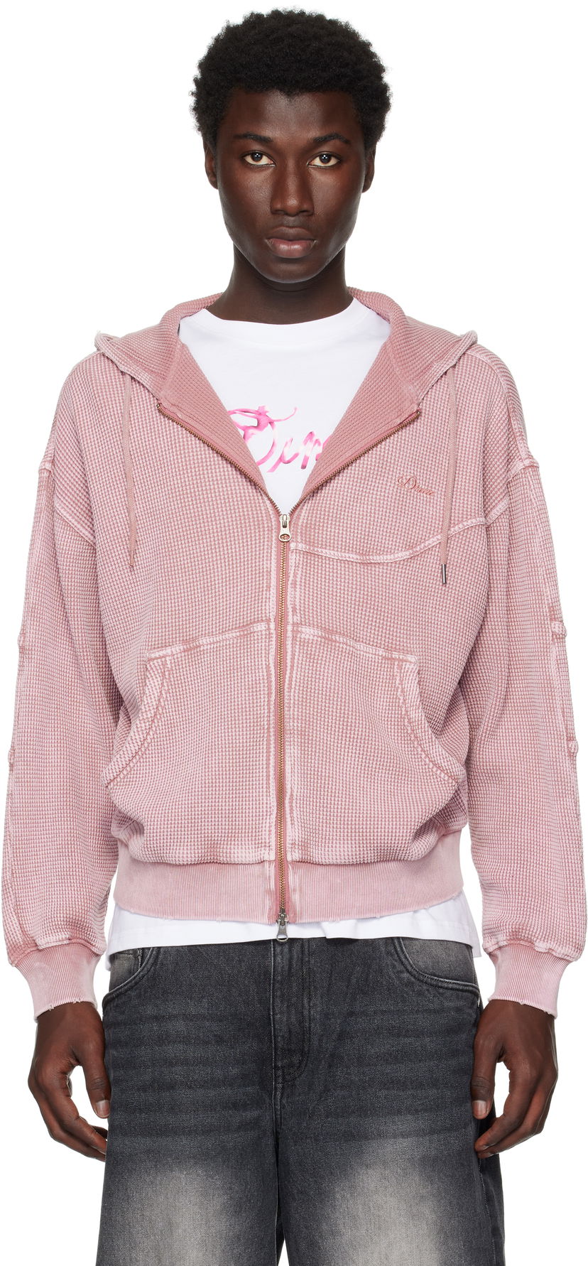 Huppari Dime Dime Premium Waffle Zip Hoodie Vaaleanpunainen | DIMESU258MAU