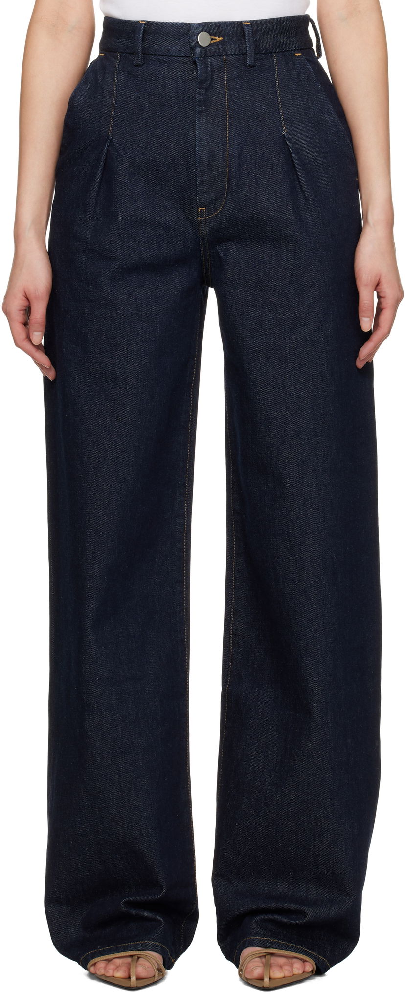 Jeans Loulou de Saison Loulou de Saison Attu Pleated Wide-Leg Jeans Sininen | ATTU