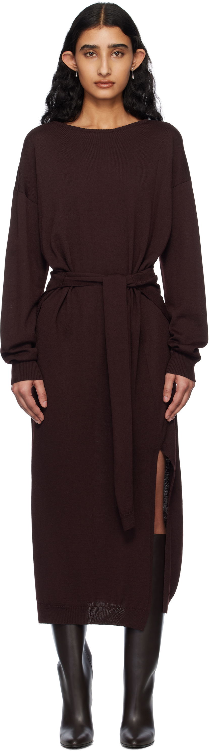 Mekko LEMAIRE LEMAIRE Trompe L'Oeil Knit Maxi Dress Burgundia | DR1093 LK087