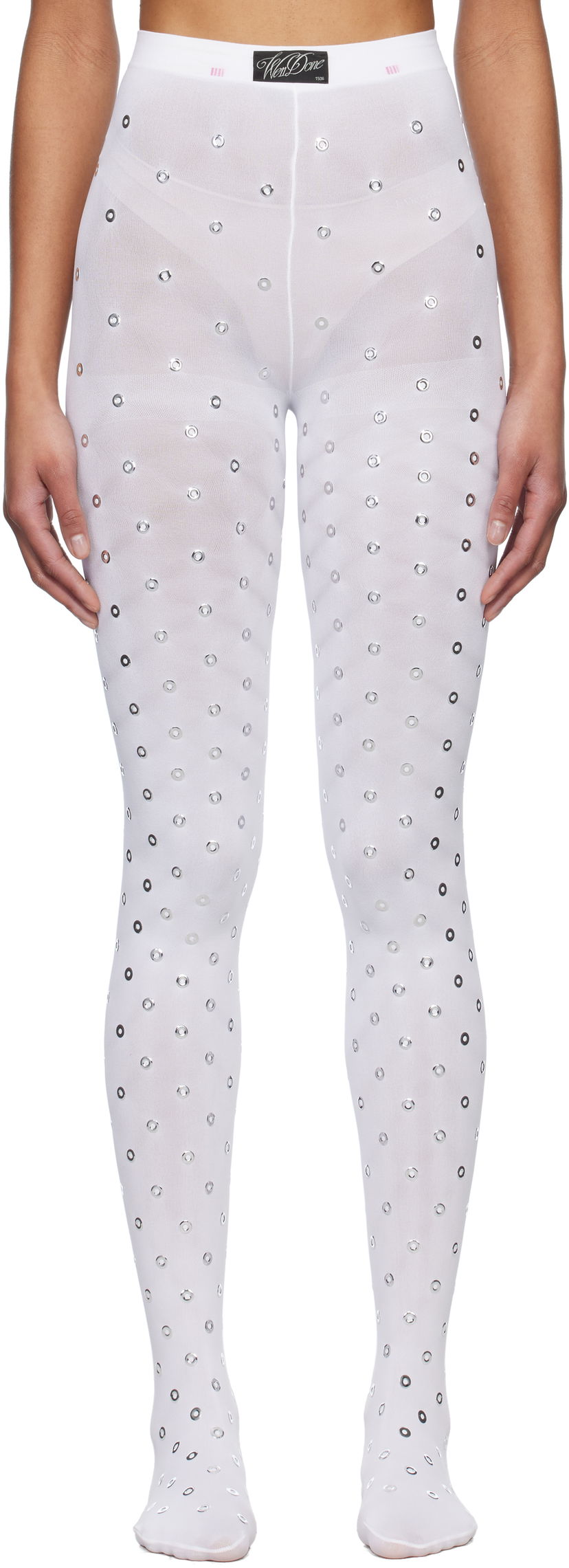 Sukat We11done We11done Eyelet Tights Valkoinen | WD-LE0-25-284-W-WH