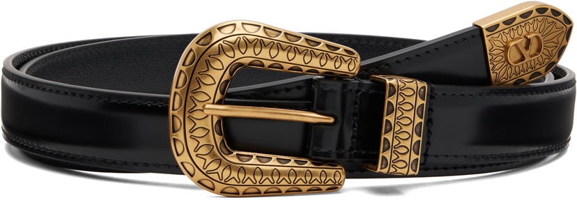 Vyöt Valentino VLogo Signature Brushed Calfskin Belt by Valentino Garavani Musta | 7Y2T0SQ9QBH