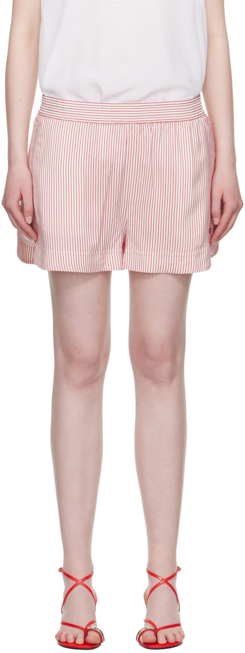 Shortsit Stella McCartney Stella McCartney Striped Elasticated Shorts Punainen | 6402953FR210