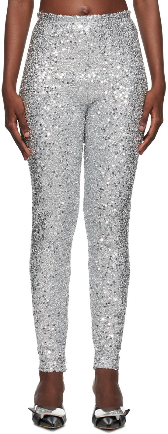 Leggingsit We11done We11done Sequined Leggings Metallinen | WD-LE3-23-246-W-SV
