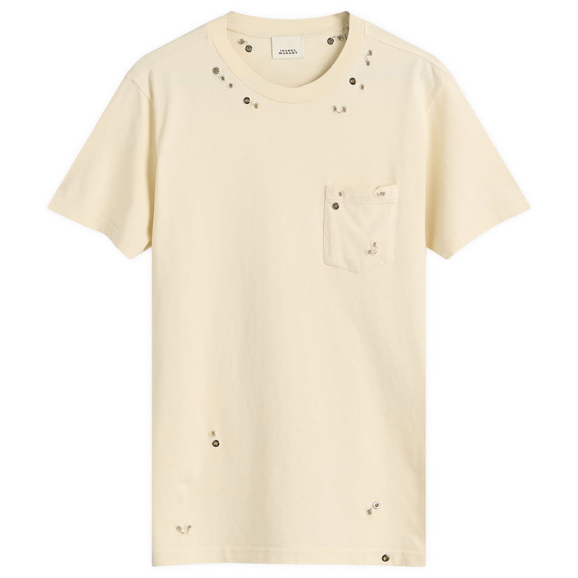 T-paita ISABEL MARANT Isabel Marant Yazrane Pierced T-Shirt Beige | 25HTS0302FA-C4N05I-23EC