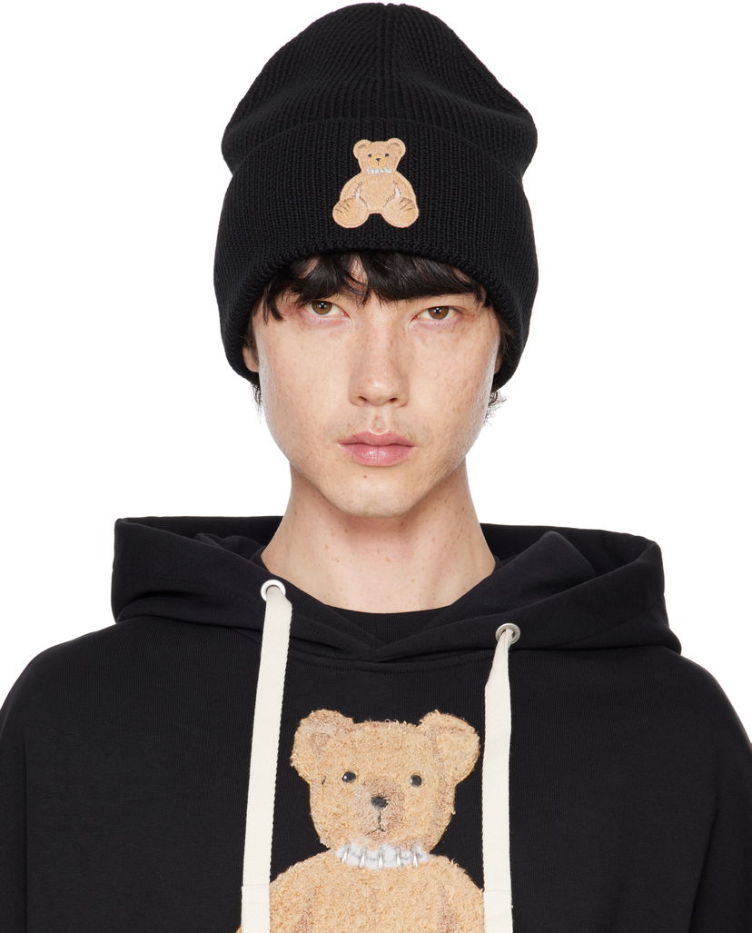 Pipo Palm Angels Embroidered Bear Beanie Musta | PMLC030F24KNI0061060