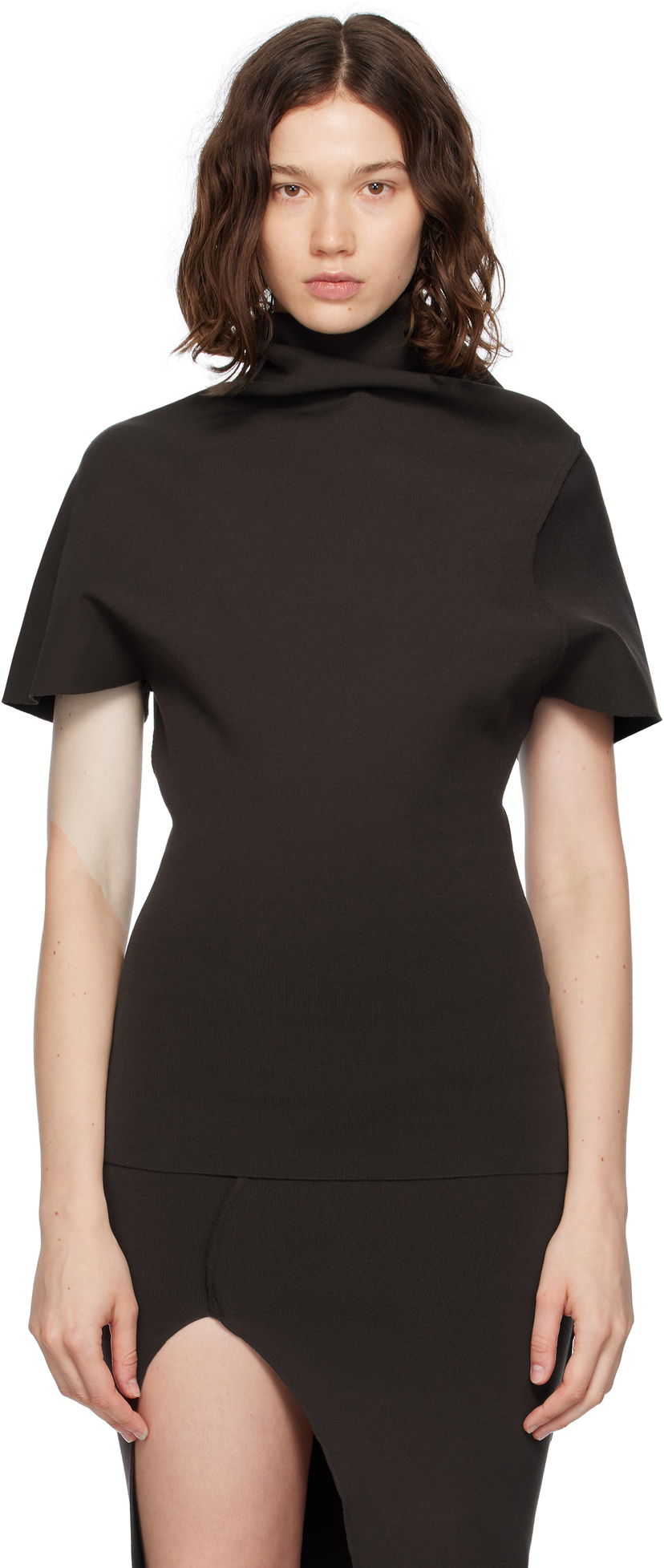 T-paita Rick Owens Rick Owens Concordians Draped Turtleneck Top Musta | RP02E4693 KST