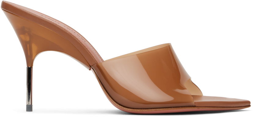 Asusteet Amina Muaddi Amina Muaddi Bianca Glass Slipper 95 Mules Ruskea | BIANCA GLASS SLIPPER 95