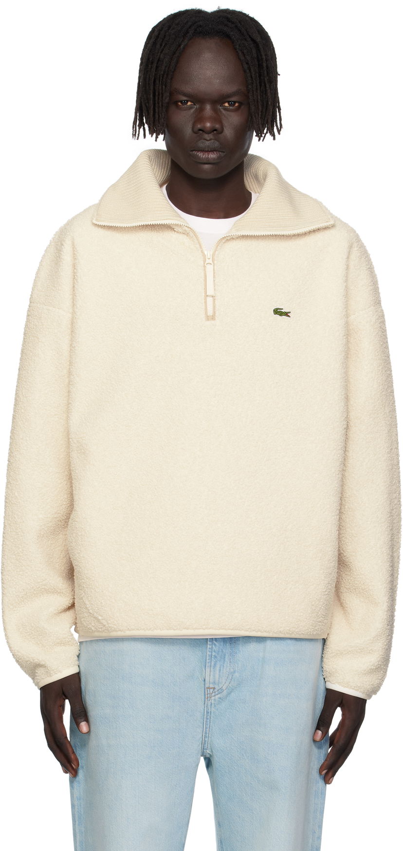 Huppari Lacoste Lacoste High Zipped Neck Sweatshirt Beige | SH5500_XFJ