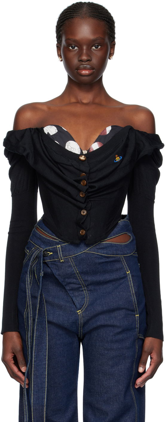 Villapaita Vivienne Westwood Vivienne Westwood Bea Off-the-Shoulder Blouse Musta | 1803002V-Y001A