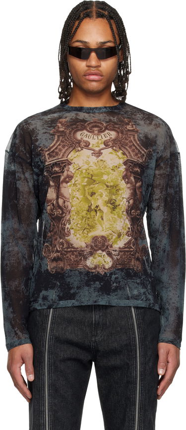 T-paita Jean Paul Gaultier The Oversized Médaillon Printed Mesh Long Sleeve Top Monivärinen | 25/04-W-TO340-M006P-005740, 0