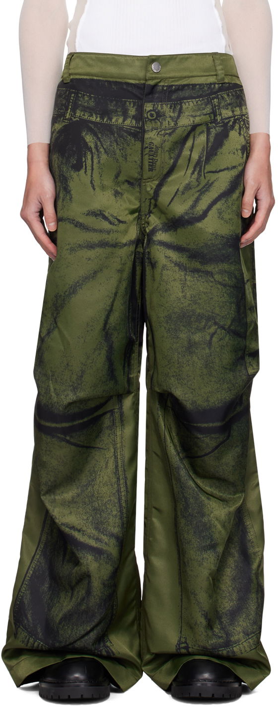 Cargo housut Jean Paul Gaultier Jean Paul Gaultier 'The Trompe-L'œil' Cargo Pants Vihreä | 24/30-F-PA134-C539-4100