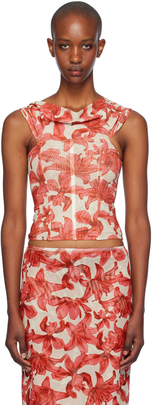 Tankkitoppi Miaou Miaou Magda Floral Corset Top Punainen | 7090PM1OAL