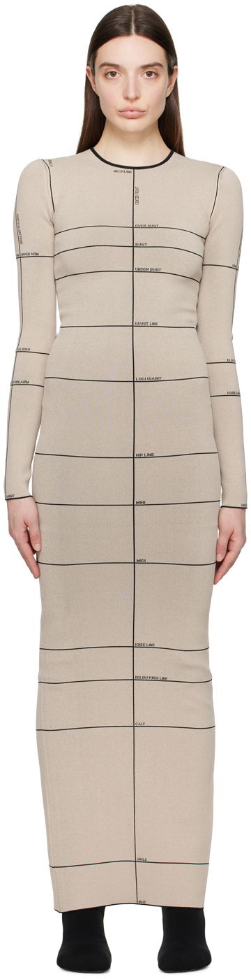 Mekko VETEMENTS Checked Maxi Dress Beige | WE64KN310O