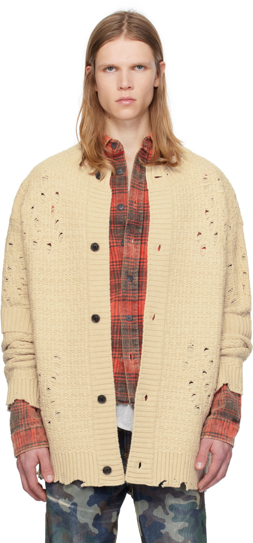 Villapaita Andersson Bell Wool Long Cardigan Beige | atb1156m