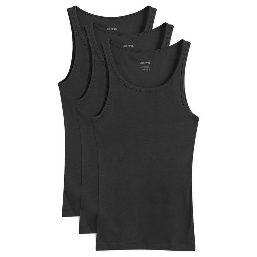 Tankkitoppi SKIMS Ribbed Cotton Tank Top - 3-Pack Musta | TP-TNK-5788M-ON