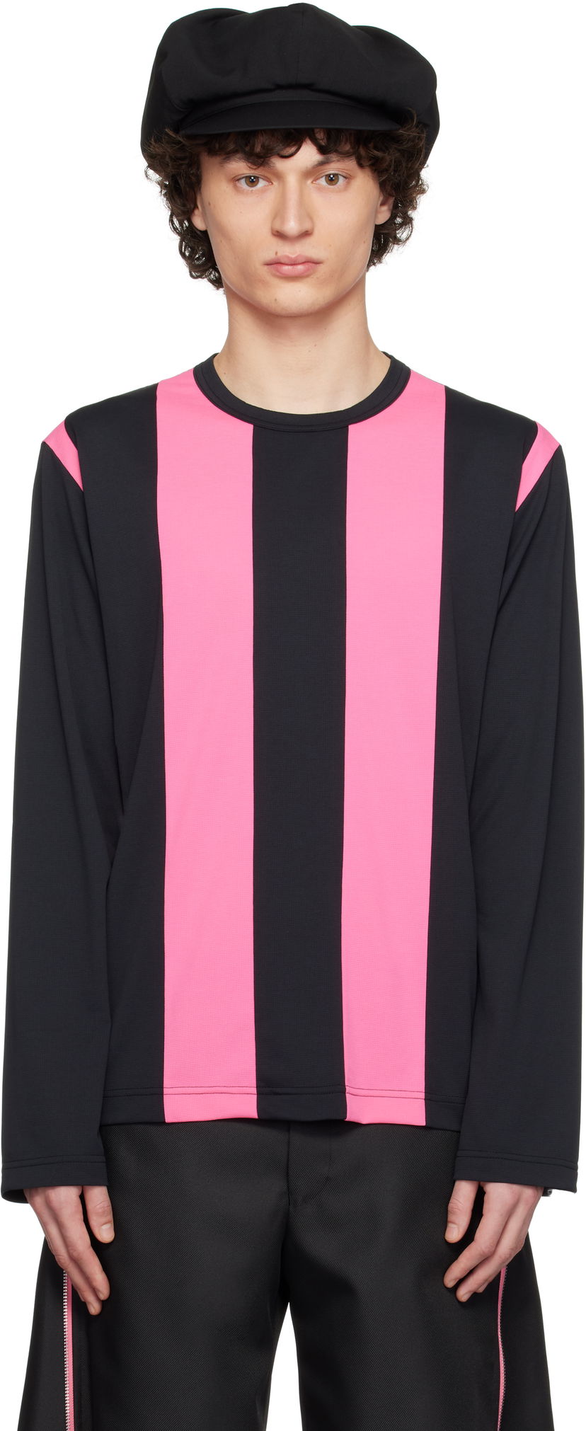T-paita Comme des Garçons Comme des Garçons Homme Plus Jacquard Long Sleeve T-Shirt Musta | PO-T011-051