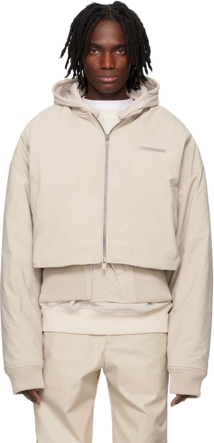 Bomber-takki HELIOT EMIL Heliot Emil Pneumatic Cropped Bomber Jacket Beige | PRESS25_M_02_100_ST18_CO