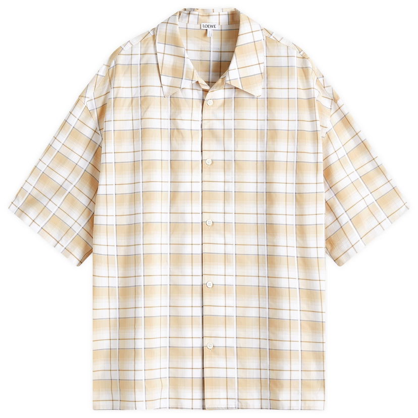 Paita Loewe Short Sleeve Check Shirt Beige | H526Y05X67-1090