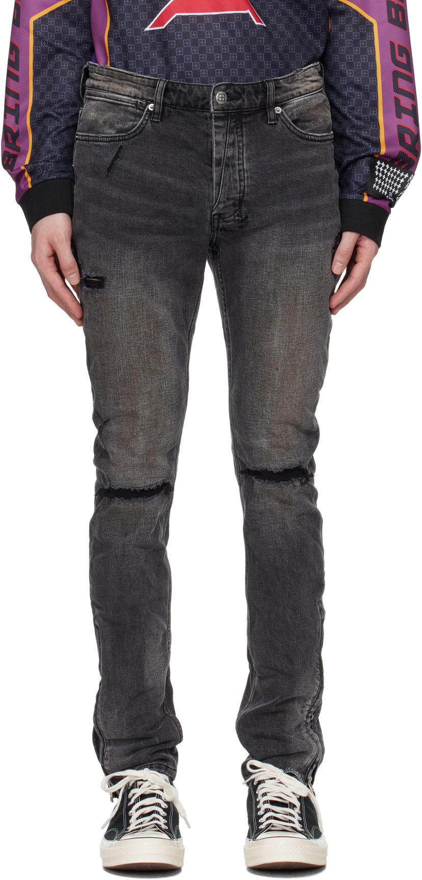 Jeans Ksubi Ksubi Van Winkle Distressed Slim Jeans Musta | MSP25DJ019