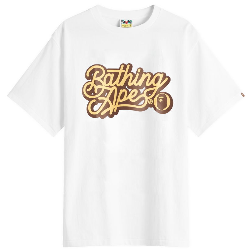 T-paita BAPE Bathing Ape Script Logo T-Shirt, Size Large Valkoinen | 001TEL301055M-WBN