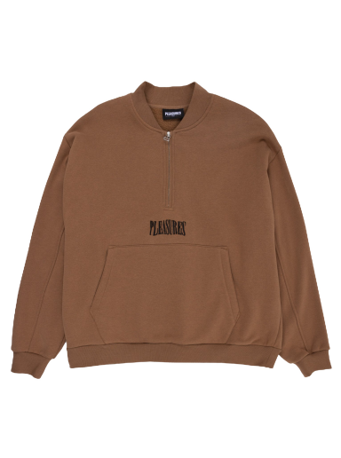 Huppari Pleasures Karat Quarter Fleece Zip Hoodie Leather - Pánske - Mikina - Hnedé - P23SP020-LEATHER Ruskea | P23SP020-LEATHER
