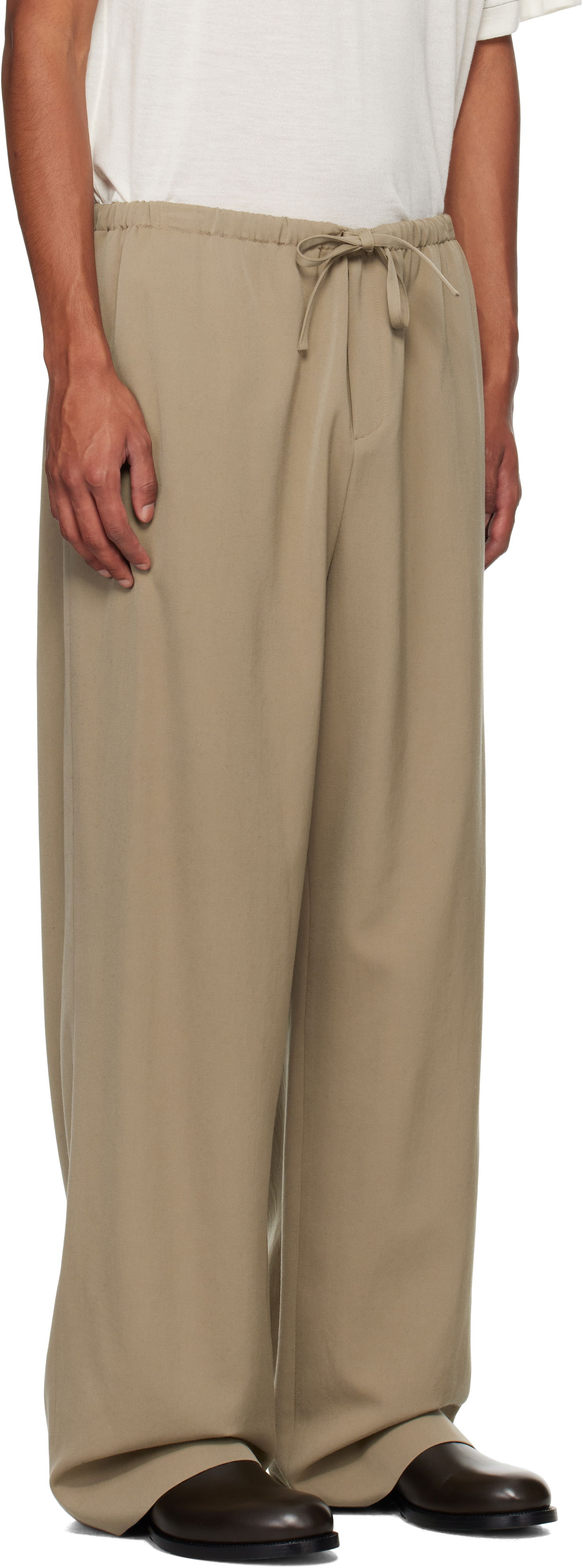 Housut The Row The Row Donatello Wide-Leg Trousers Beige | 657-W3038, 1