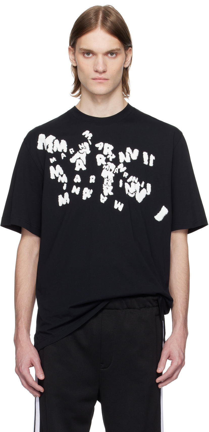 T-paita Marni Marni 'Marni' Caos Logo T-Shirt Musta | HUMU0287P0 USCX49
