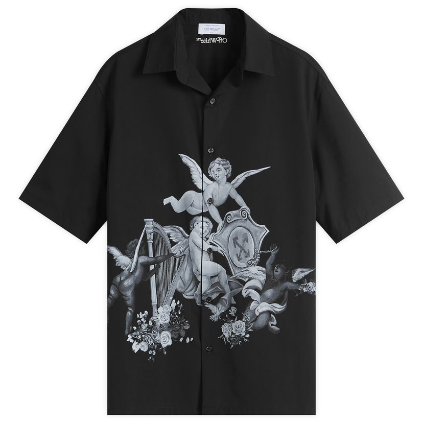 Paita Off-White Off-White Putti Poplin Bowling Shirt Musta | OMGG013S25FAB0031001