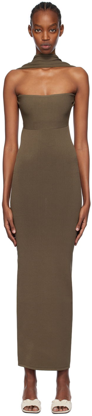 Mekko TOTEME Totême Slip-Through Midi Dress Vihreä | 241-WRD1093-YA0028