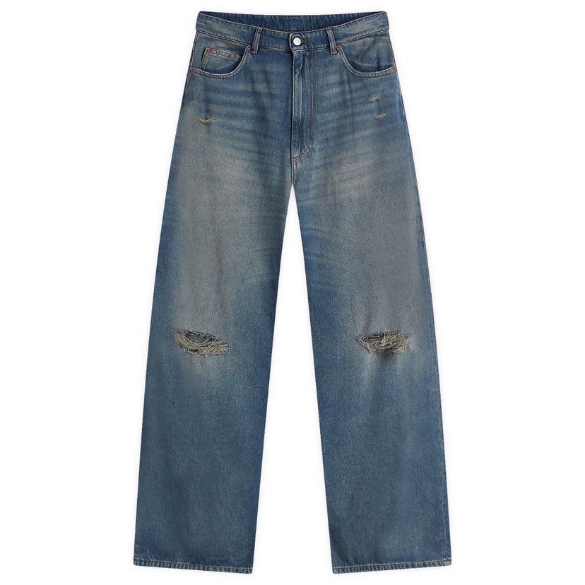 Jeans Maison Margiela MM6 Maison Margiela Wide Leg Distressed Jeans 28" Sininen | SH0LA0014-M30017-994